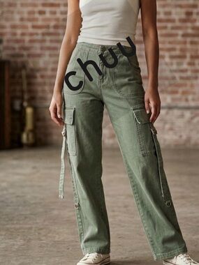 ♥️ Chuu Olive Green Denim Cargo Pants Size L